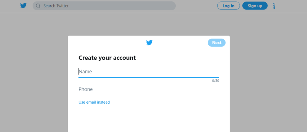 Twitter Create Your Account