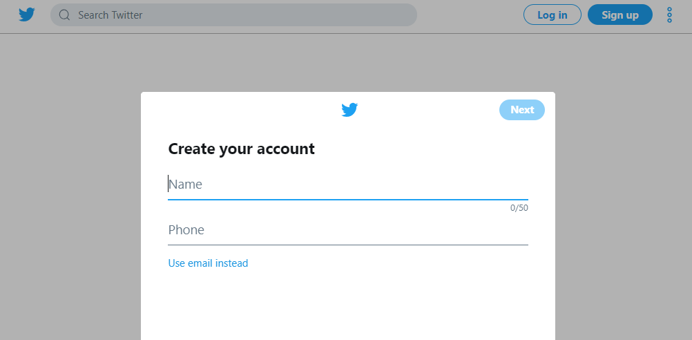 Twitter Create Your Account