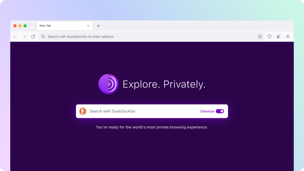 Screenshot der neuen Startseite in Tor Browser 13.0