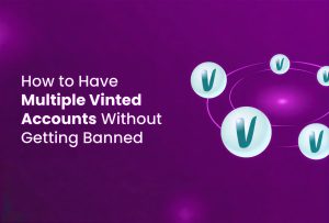 Um fundo roxo com logos flutuantes do aplicativo Incogniton e texto branco que diz: Como Ter Múltiplas Contas Vinted Sem Ser Banido.