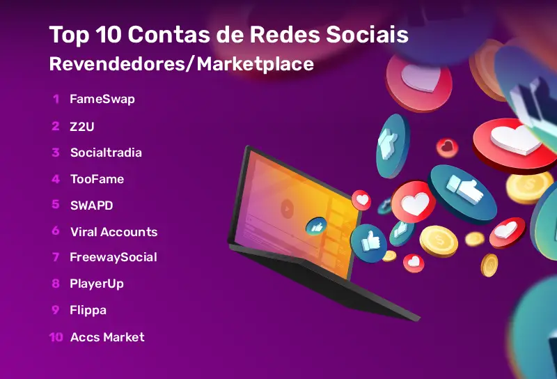 top 10 contas de redes sociais