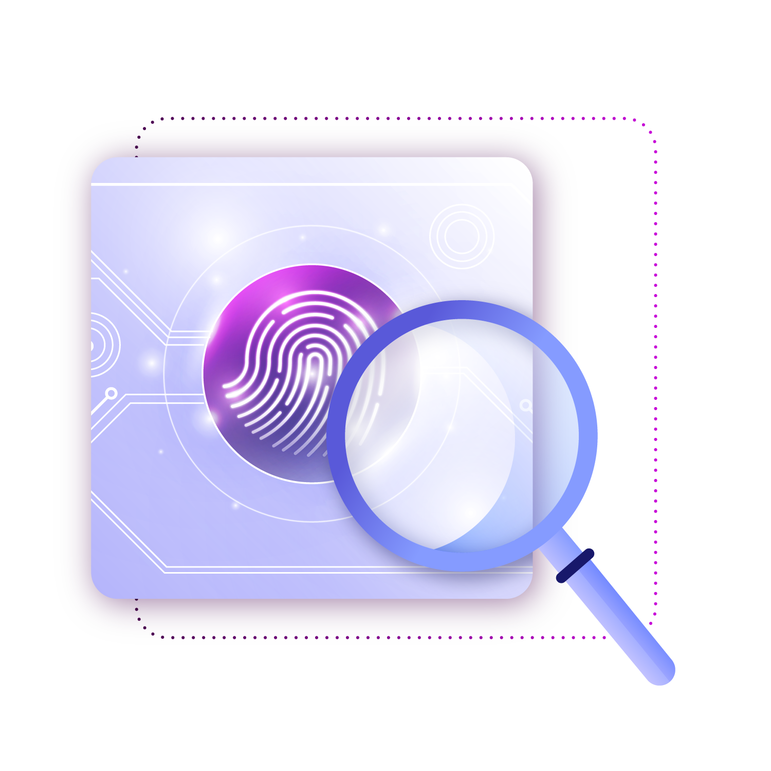 Browserleaks logo with magnifying glass in transparant squares