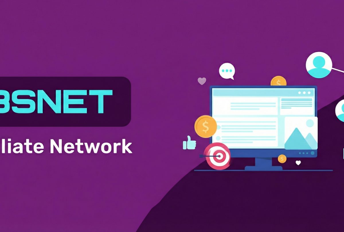 A purple graphic with the text 3SNET Affiliate Network beside an illustration of Incogniton, coins, social media icons, and connected user avatars.