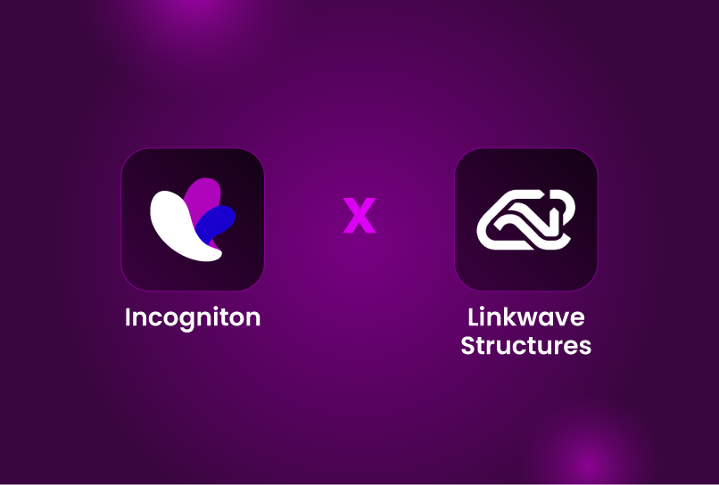 Incogniton logo and Linkwave structures logo on a purple background