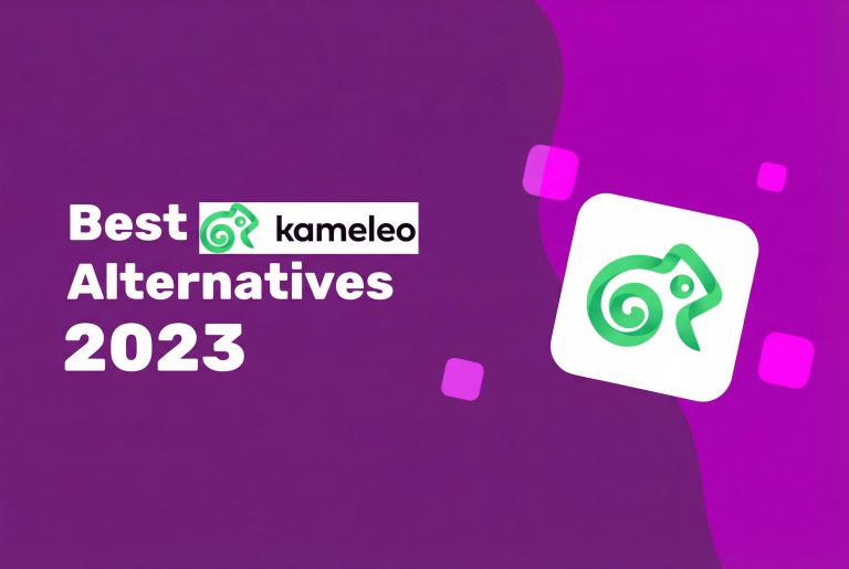 Purple and pink graphic with the text Best Kameleo Alternatives 2023 and the Incogniton logo, featuring a green chameleon icon.
