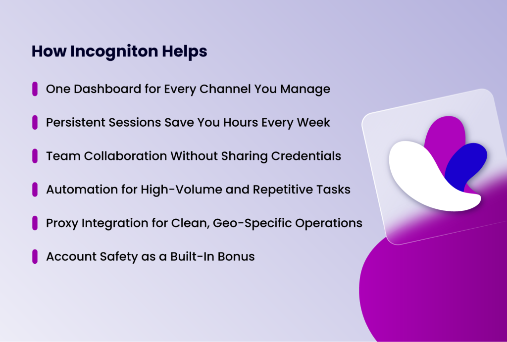 How Incogniton helps you manage multiple YouTube accounts safely from one device