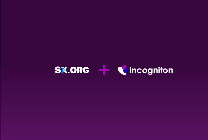 proxy integration image with logo of sx proxy and incogniton logo, on a purple background