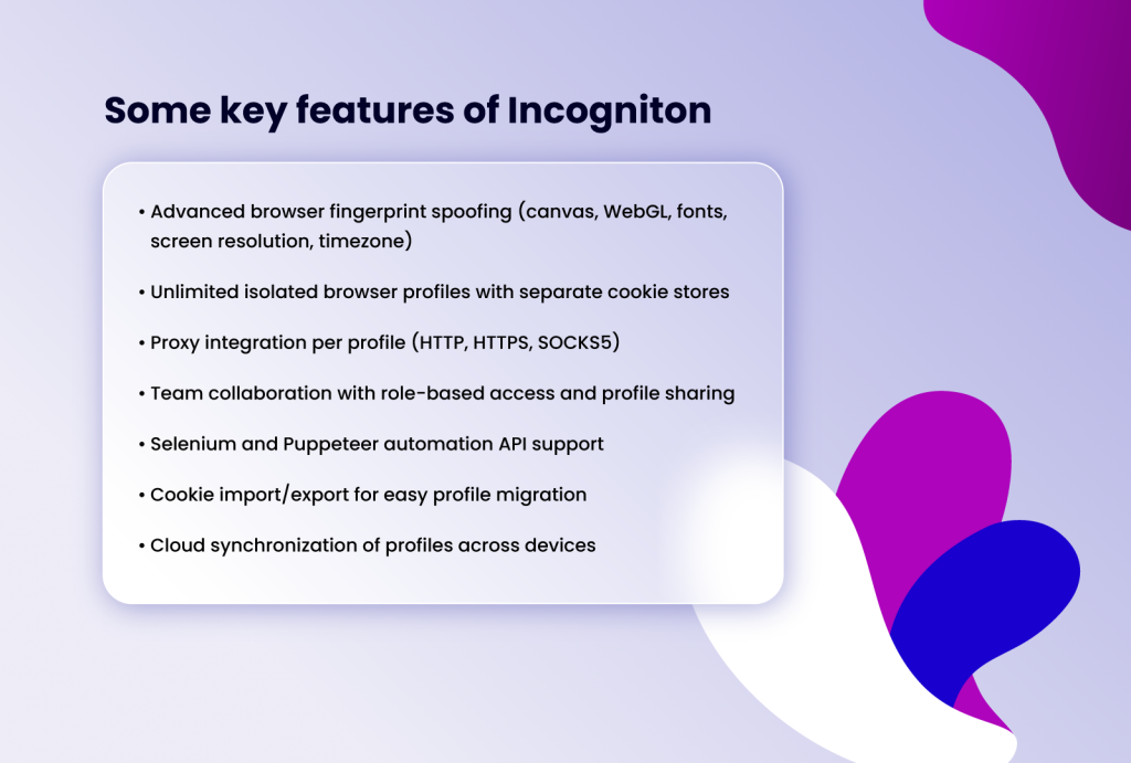 Key Incogniton features