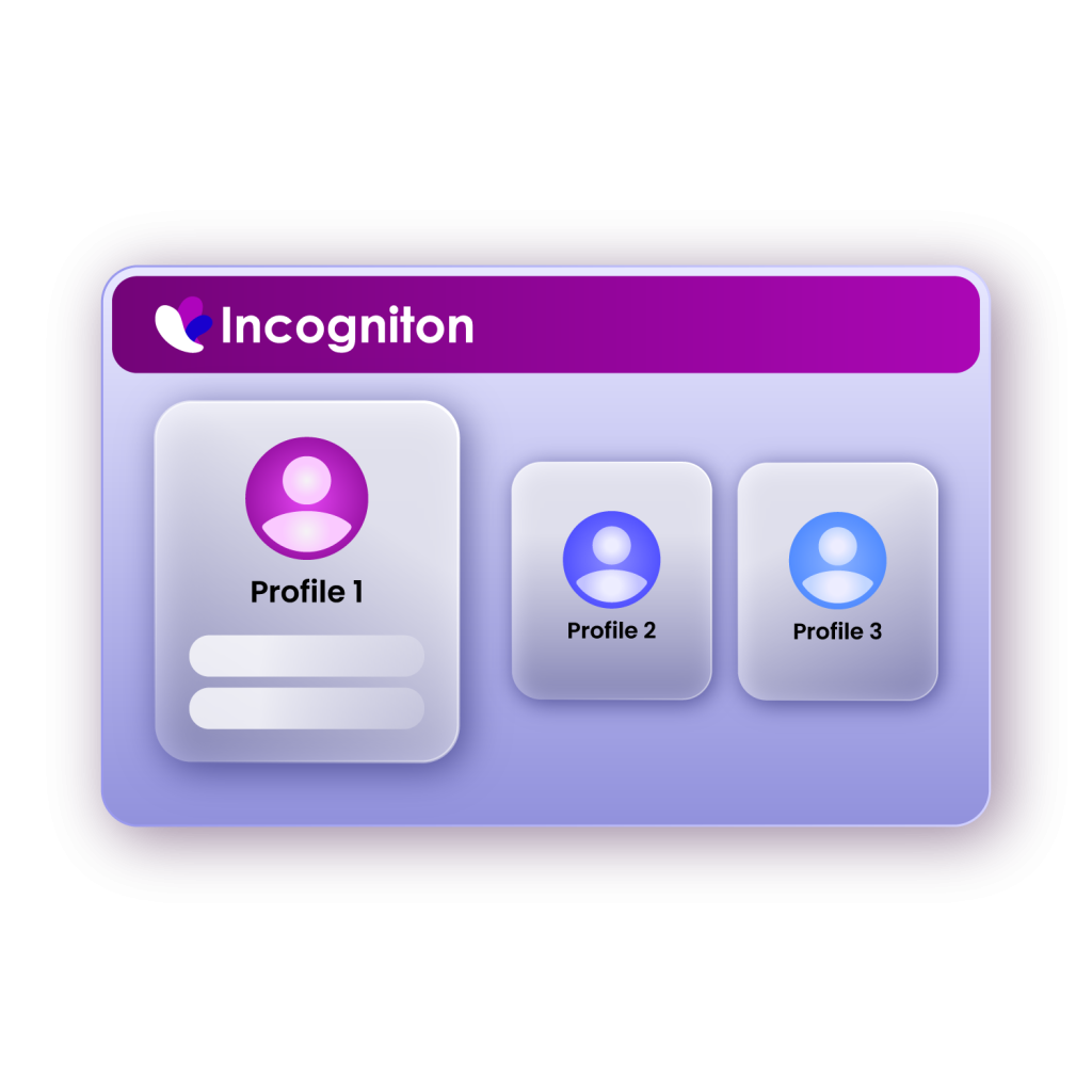 purple block with incogniton logo and 3 user profiles