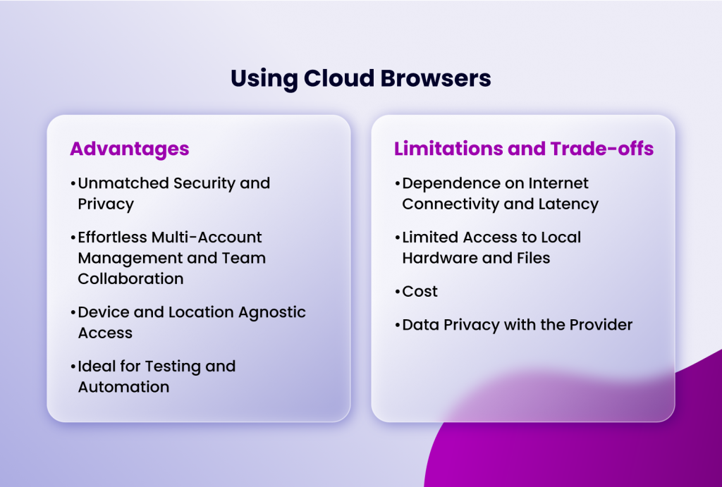 advantages and trade-offs of cloud browsers