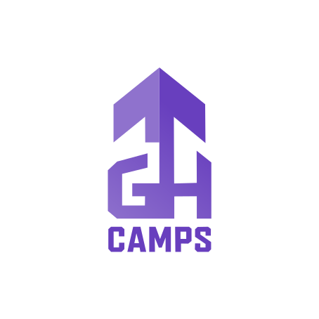 GHCamps logo in purple with arrow at the top
