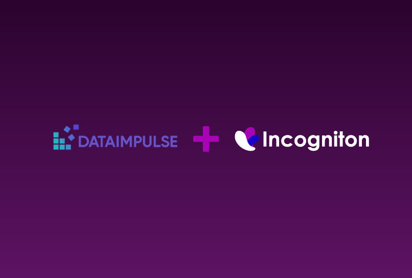 dataimpulse logo and incogniton logo on a dark purple background