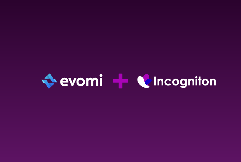 evomi logo and incogniton logo on a dark purple background