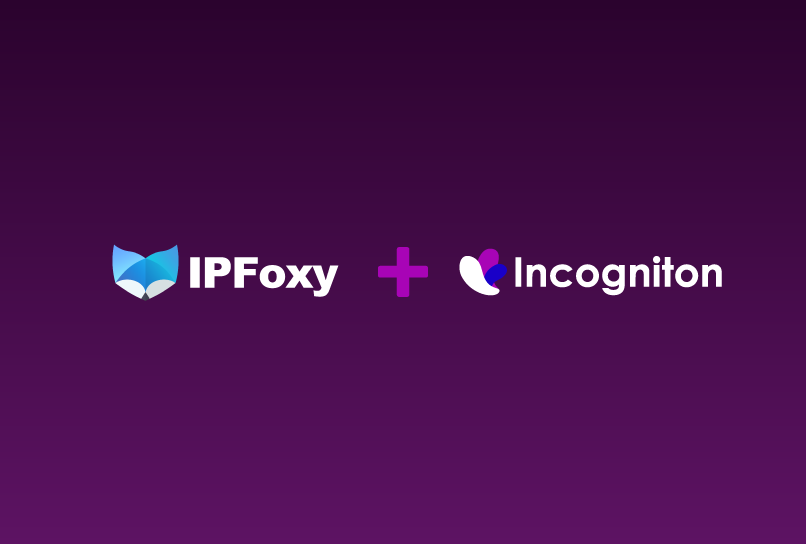 ipfoxy logo and incogniton logo on a dark purple background