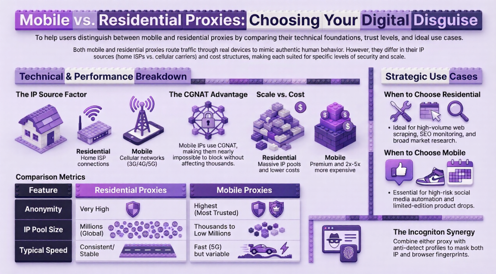 summary: mobile vs. residential proxies