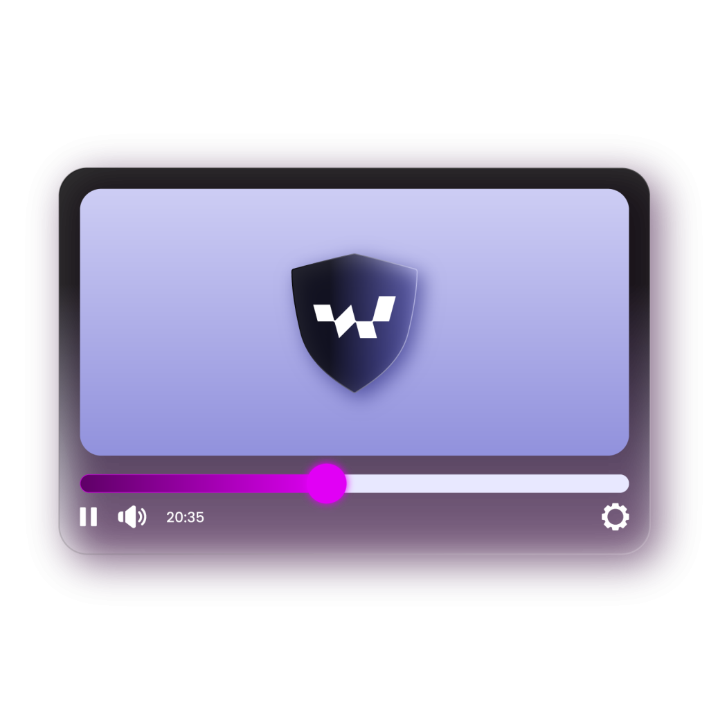 light purple video screen with black widevine logo