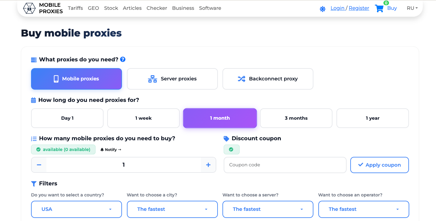 dashboard mobileproxy
