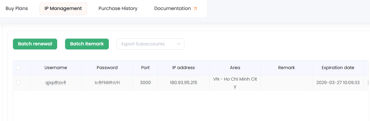 ip management in rapidproxy dashboard