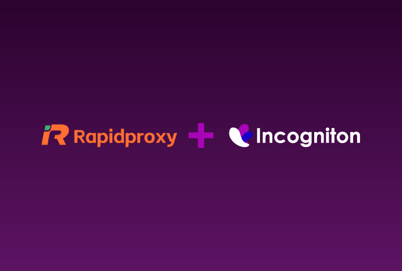 rapidproxy logo and incogniton logo on dark purple background