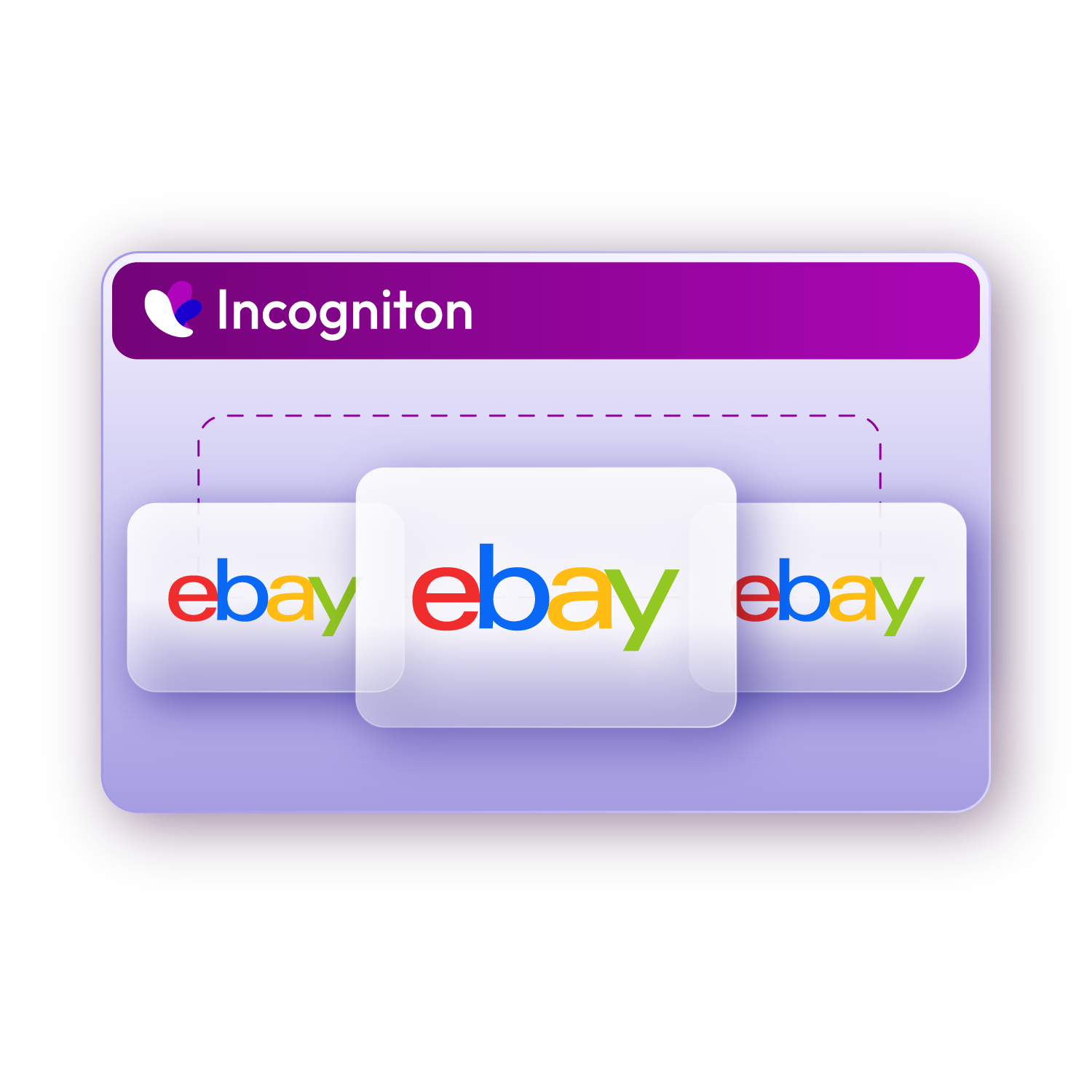 purple square with incogniton logo and three ebay logos
