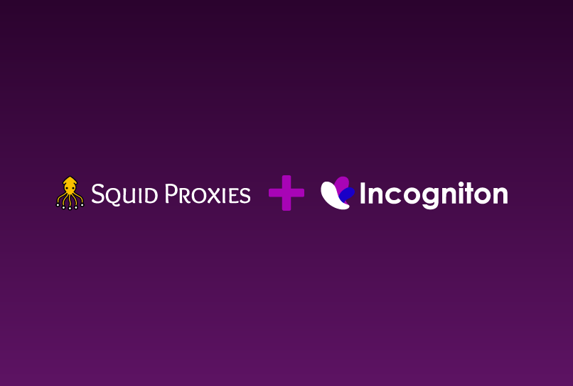 squid proxies logo plus incogniton logo on dark purple background