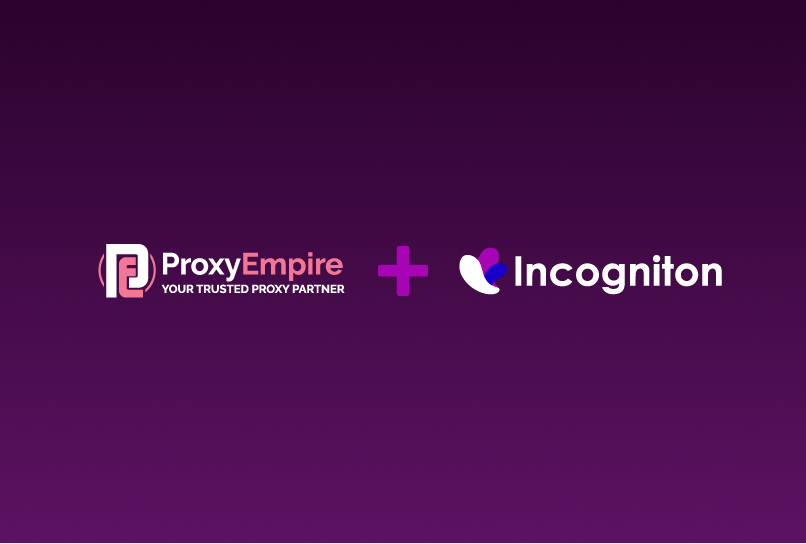 proxyempire logo plus incogniton logo on dark purple background