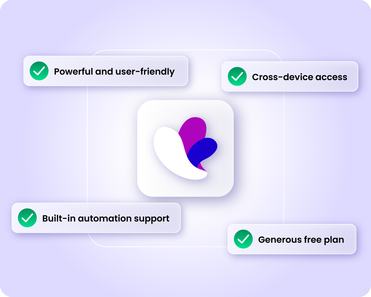 Incogniton logo with four feature callouts: Powerful and user-friendly, Cross-device access, Built-in automation support, and Generous free plan.