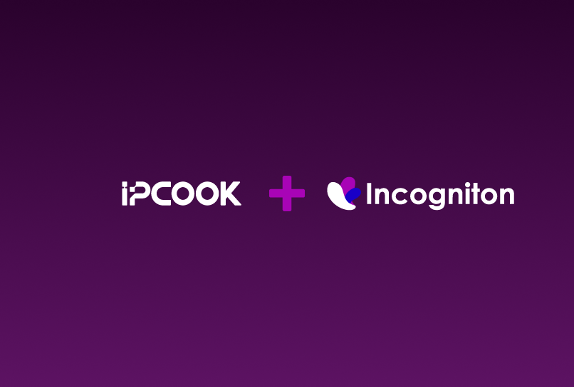 紫色背景上的iPCOOK和Incogniton标志