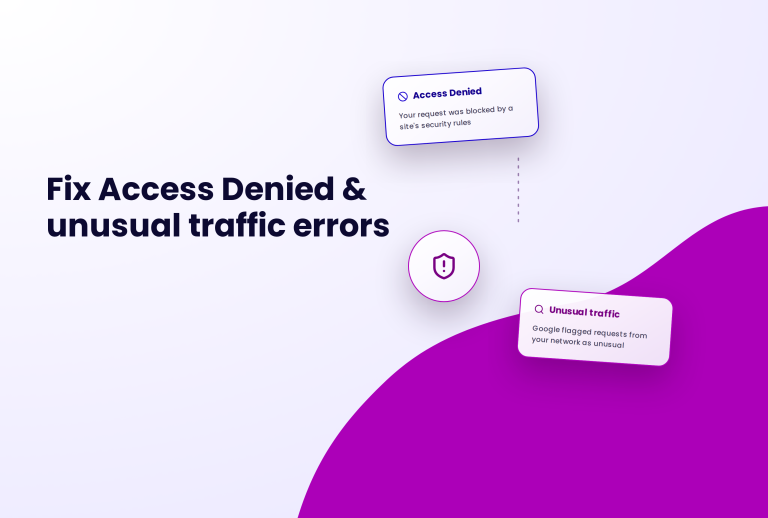 Fix Access Denied & unusual traffic errors with icons for security and unusual traffic