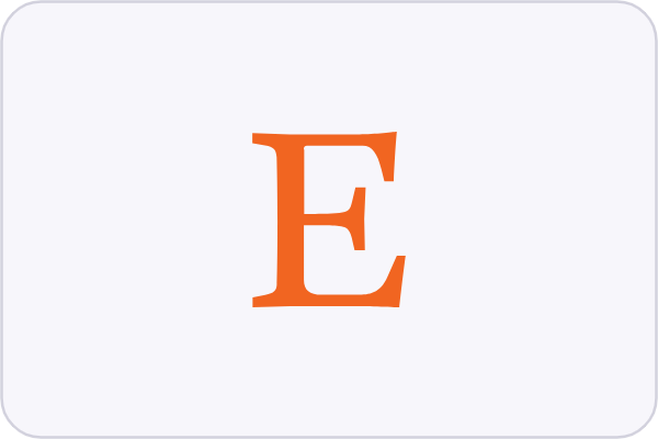 Orange letter E on a white background