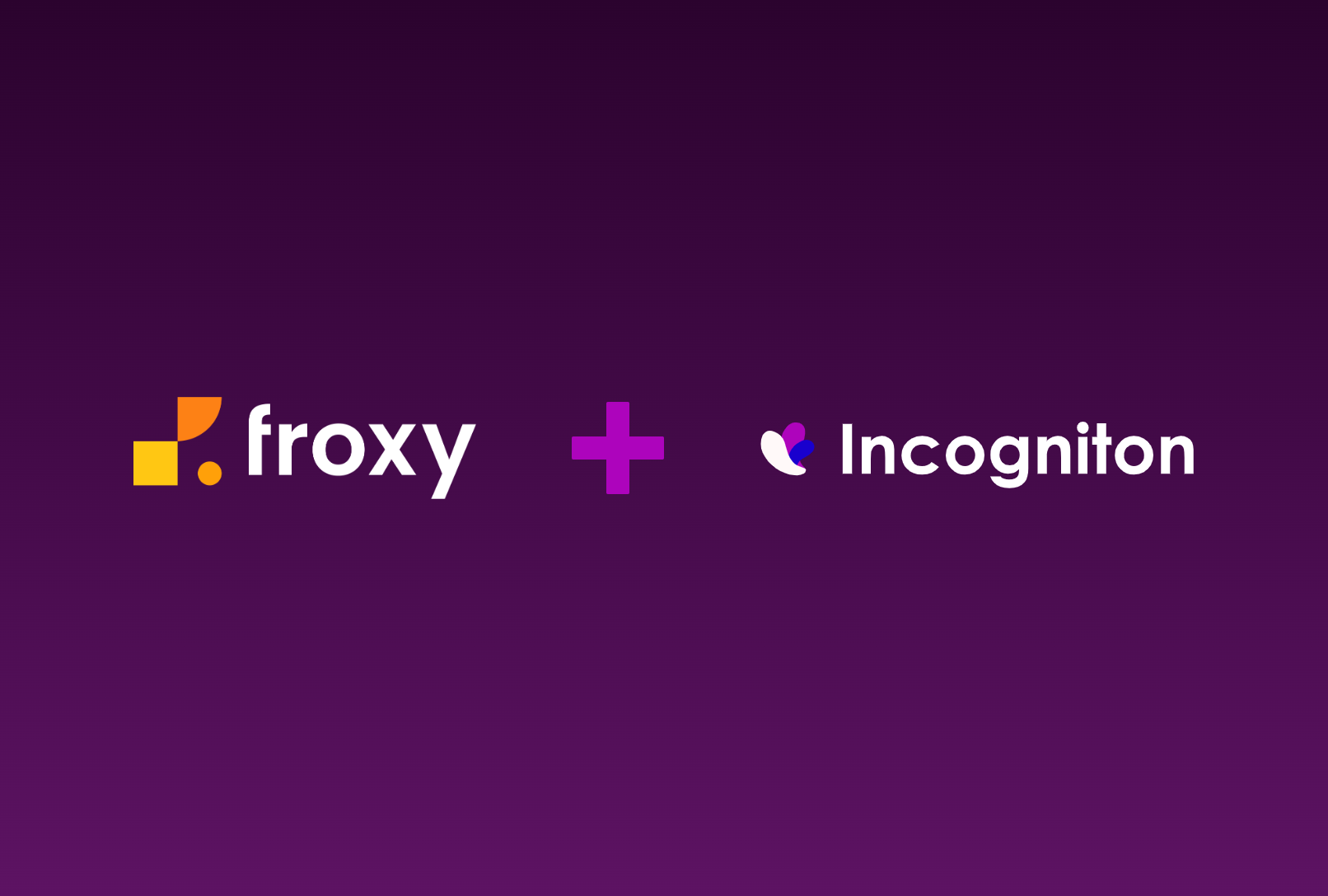 Froxy plus Incogniton logos on a purple background