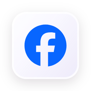 Facebook logo on a white rounded square background