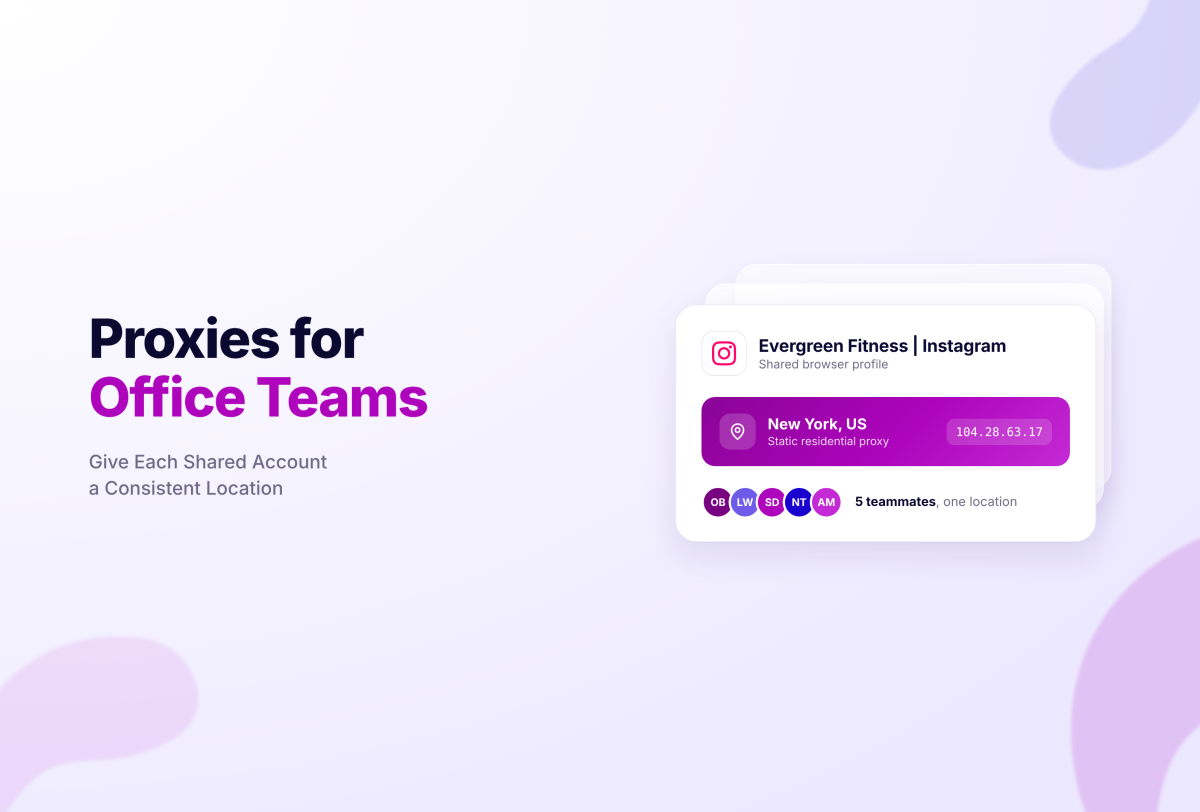 Proxies for Office Teams. Shared browser profile for Evergreen Fitness | Instagram in New York, US with static residential proxy 104.28.63.17.