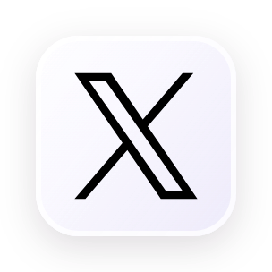 A stylized black letter X on a light purple rounded square background.