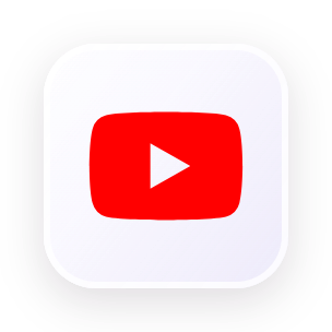 YouTube logo with a red play button on a white background.