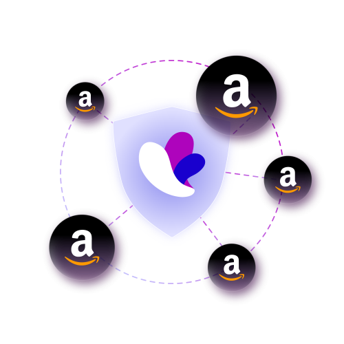 scudo con il logo Incogniton al centro, circondato da loghi Amazon
