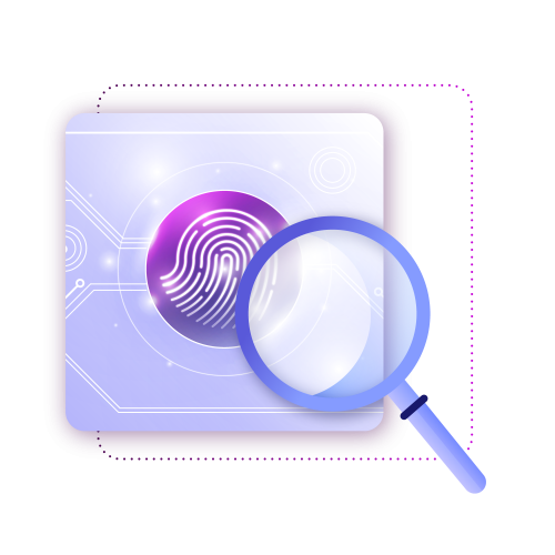 Browserleaks logo with magnifying glass in transparant squares