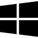 Black and white graphic of the Windows logo, consisting of four rectangles arranged to form a waving flag.